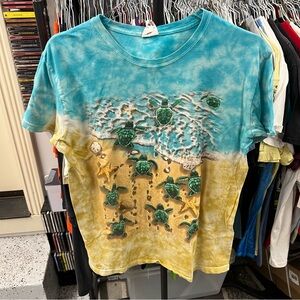 Vintage AOP Turtles Beach Nature Tee Size Medium 90s